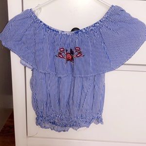 Off the shoulder striped crop top
